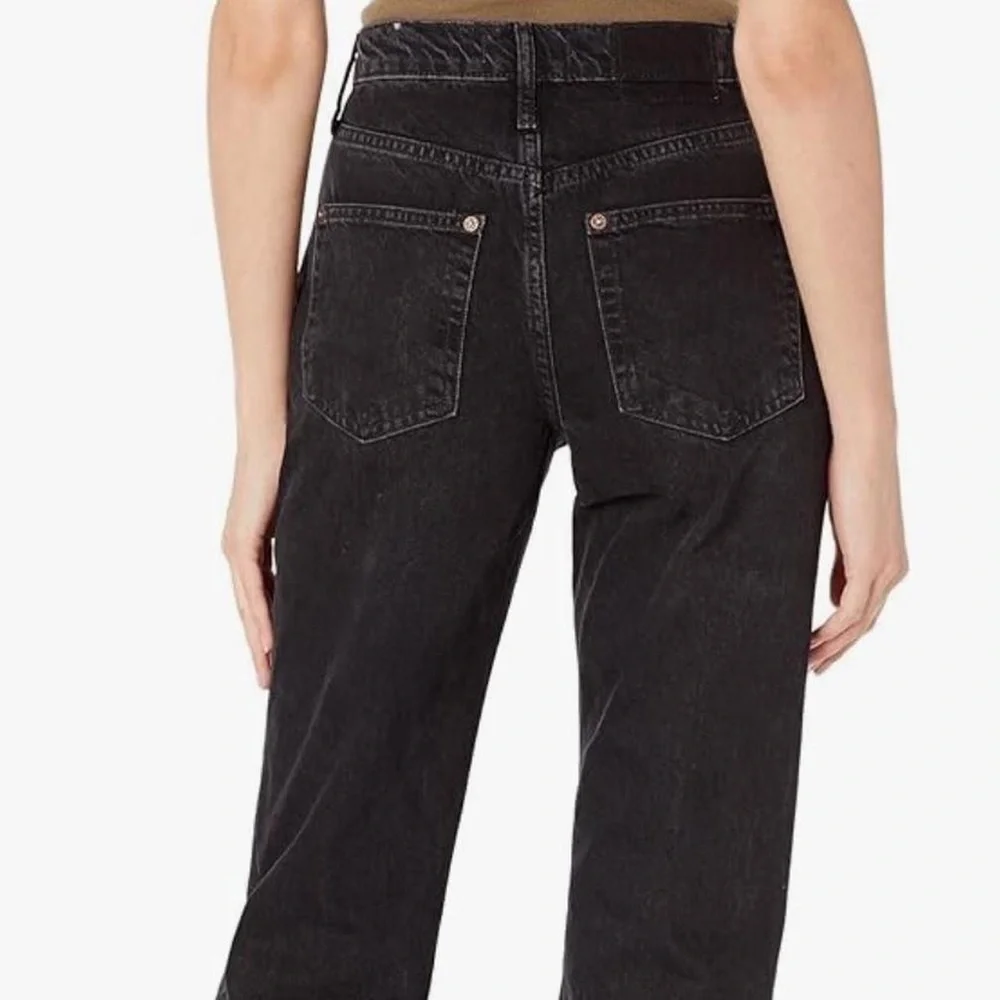 Free People Black Straight Leg Jeans with Button Fly - Picture 7 of 8